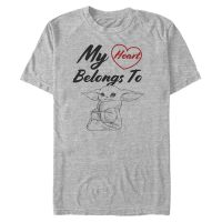 Star Wars - Mandalorian - The Child Heart Belong To - Den svatého Valentýna - Pánské Tričko - Melírově šedá - Napřed