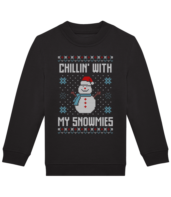 Vorschau: Chillin With My Snowmies - Kinder Standard Pullover - Schwarz - Vorne