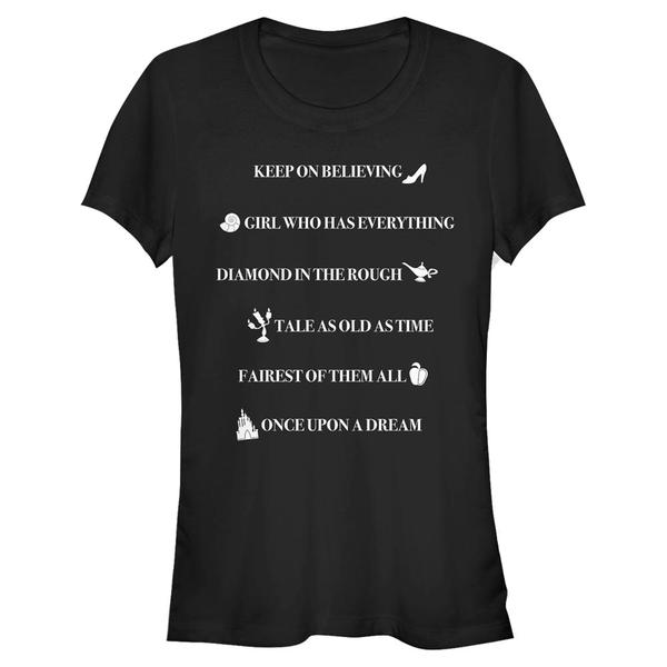 Aperçu: Disney - Princesses Disney - Skupina Royal Quotes - Femme T-shirt - Noir - Devant