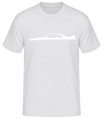'Nissan Skyline GT-R (R33)' Silhouette - Pánské basic tričko - Melírově šedá - Napřed