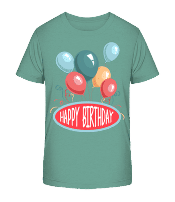 Happy Birthday Ballons - Kinder Bio T-Shirt Stanley Stella 2.0 - Blaugrün - Vorne