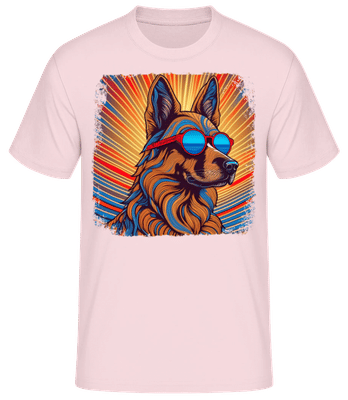 Schäferhund Hippie Look - Männer Basic T-Shirt - Rosa - Vorne