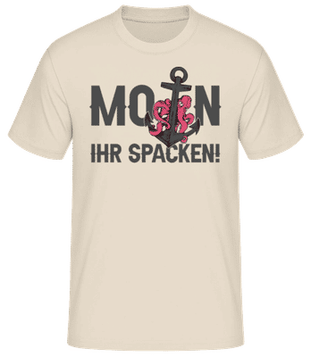 Moin Ihr Spacken - Männer Basic T-Shirt - Creme - Vorne