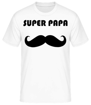Super Papa Mustache 1 - T-shirt standard Homme - Blanc - Devant