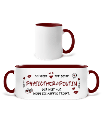 So Sieht Beste Physiotherapeutin Kaffee - Tasse zweifarbig - Weiß / Bordeaux - Vorne