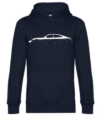 'Porsche Taycan Turbo S' Silhouette - Unisex Premium Hoodie - Navy - Front