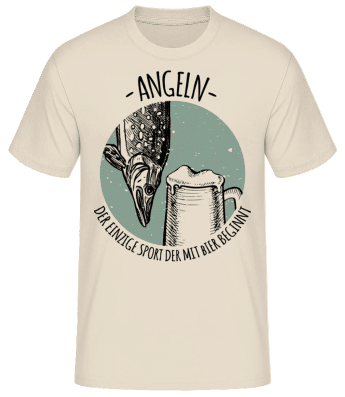 Vorschau: Angeln Der Einzige Sport - Männer Basic T-Shirt - Creme - Vorne