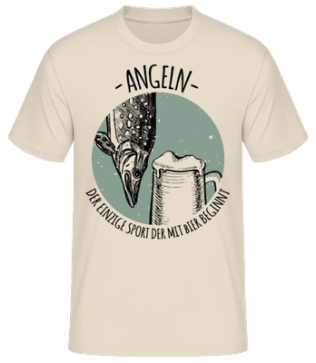 Angeln Der Einzige Sport - Männer Basic T-Shirt - Creme - Vorne