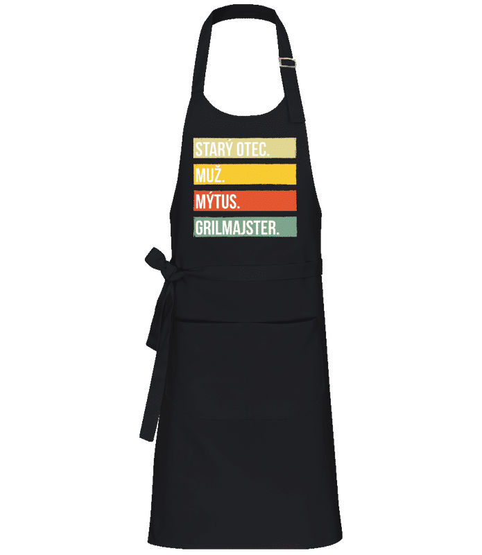 Náhľad: Starý Otec Muž Mýtus Grilmajster - Profesionálna zástera - Čierna - Predné