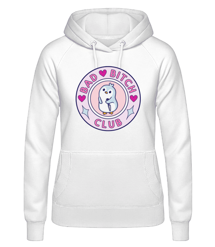 Náhľad: Bad Btch Club - Dámska basic mikina s kapucňou - Biela - Predné