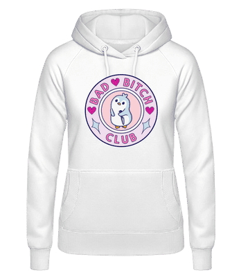 Bad Btch Club - Dámska basic mikina s kapucňou - Biela - Predné