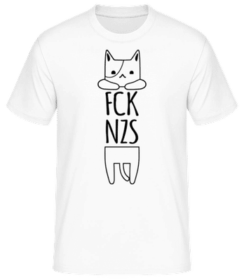 FCK NZS Katze - Männer Basic T-Shirt - Weiß - Vorne