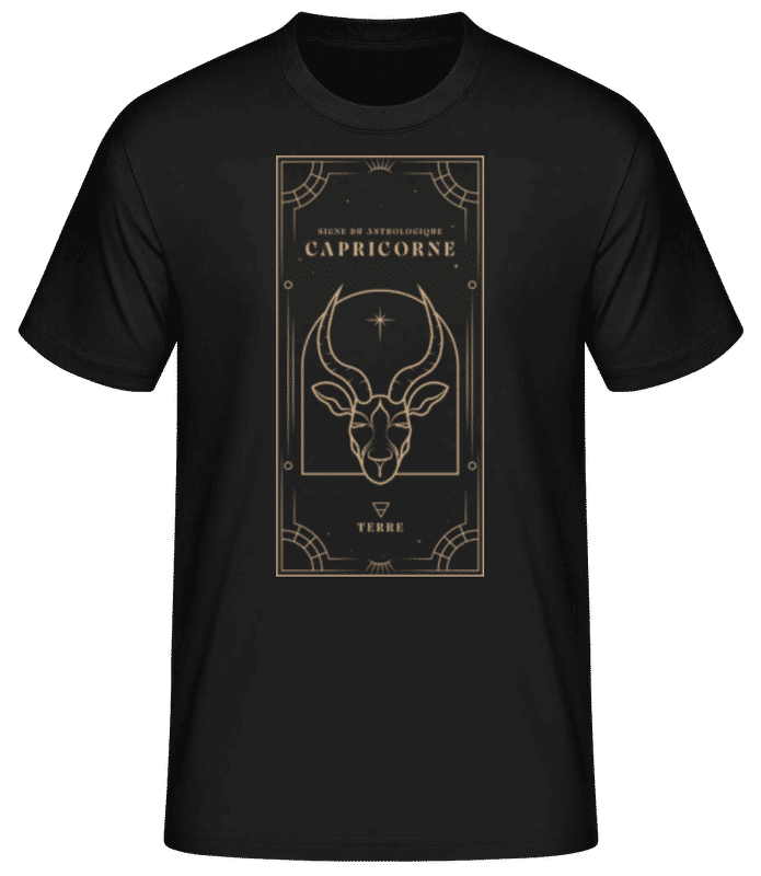 Aperçu: Art Déco Signe Astrologique Capricorne - T-shirt standard Homme - Noir - Devant