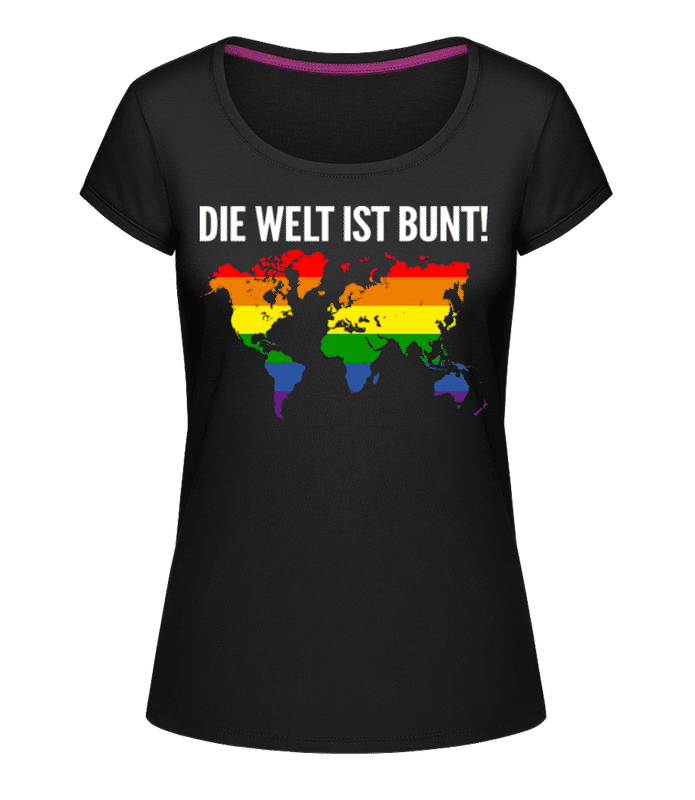 Vorschau: LGBTQ Die Welt Ist Bunt - Frauen T-Shirt U-Ausschnitt - Schwarz - Vorne