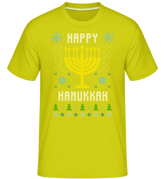 Aperçu: Happy Hanukkah -  T-Shirt Shirtinator homme - Citron vert - Devant