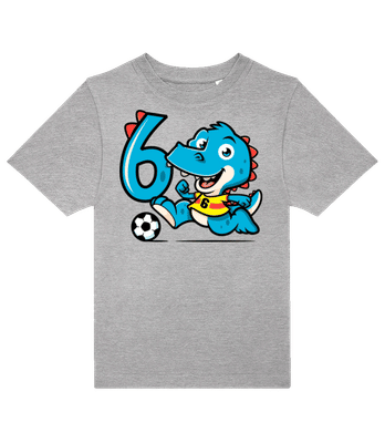 6 Anniversaire De Dinosaure - T-shirt enfants B&C - Gris chiné - Devant