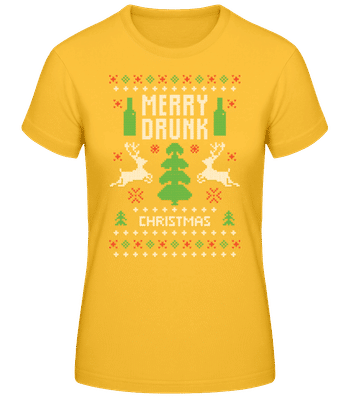 Merry Drunk Christmas - Dámske basic tričko - Zlatožltá - Predné