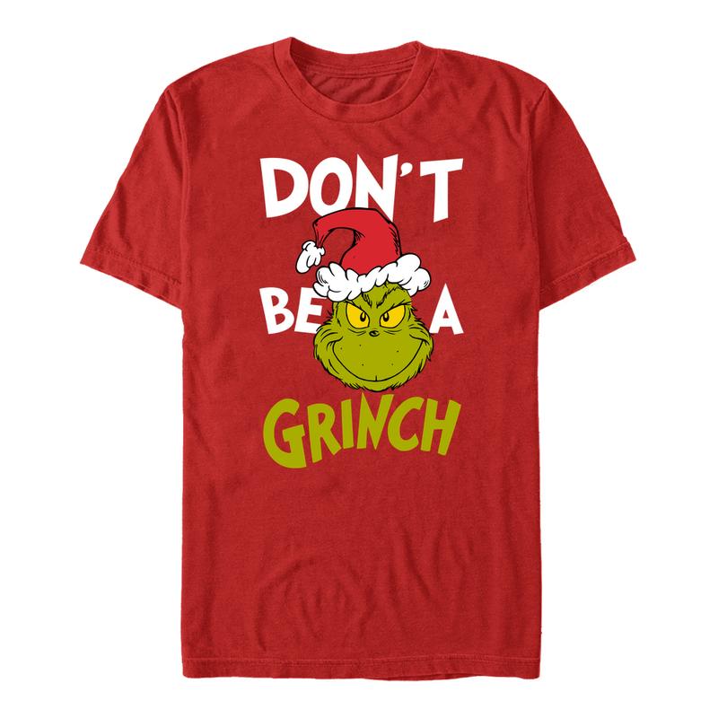 Vorschau: The Grinch - Sei kein Grinch Grafik - Weihnachten - Unisex T-Shirt - Rot - Vorne