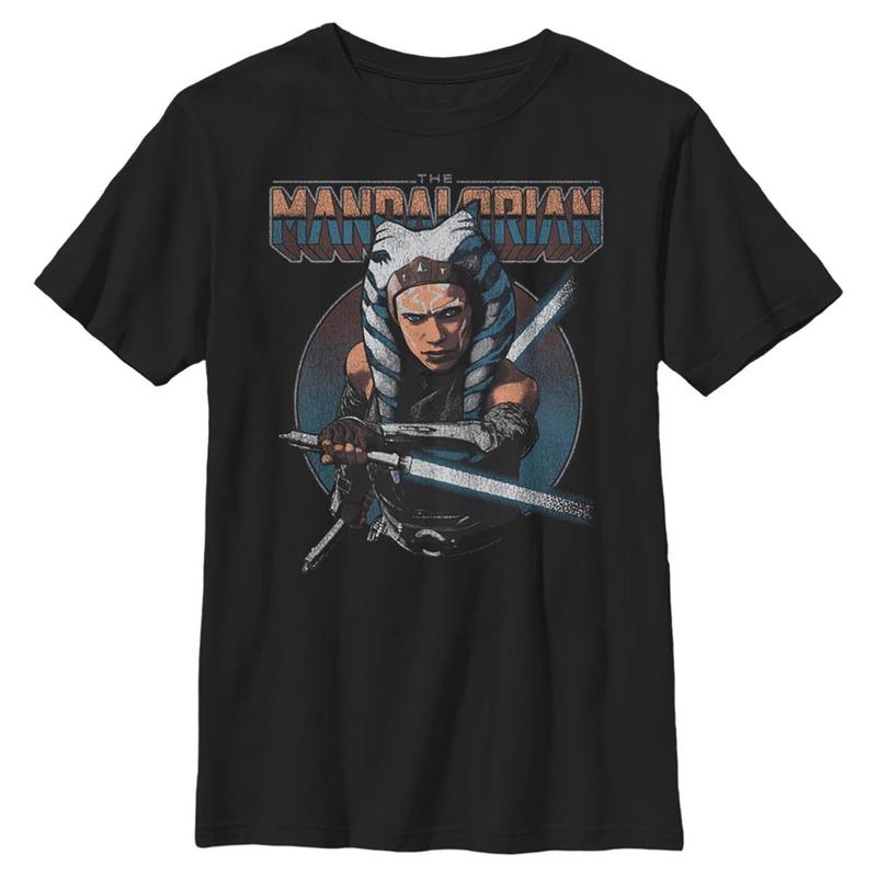 Náhled: Star Wars - Mandalorian - Ahsoka Circle - Dětské Tričko - Černá - Napřed