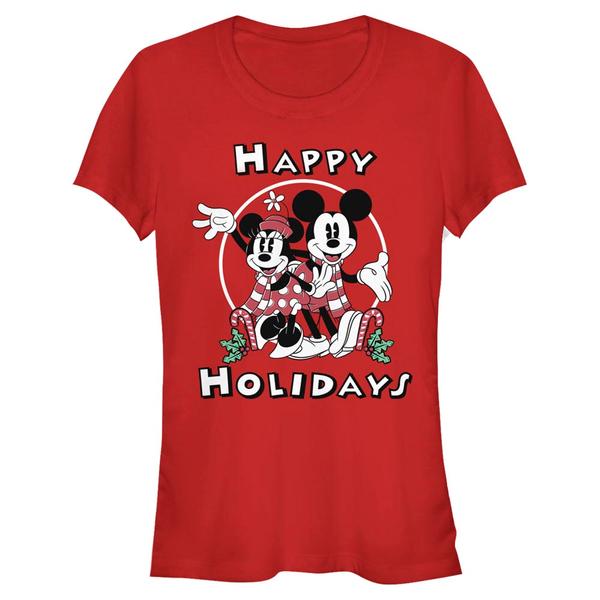Aperçu: Disney Classics - Mickey Mouse - Mickey & Minnie Holiday - Christmas - Femme T-shirt - Rouge - Devant