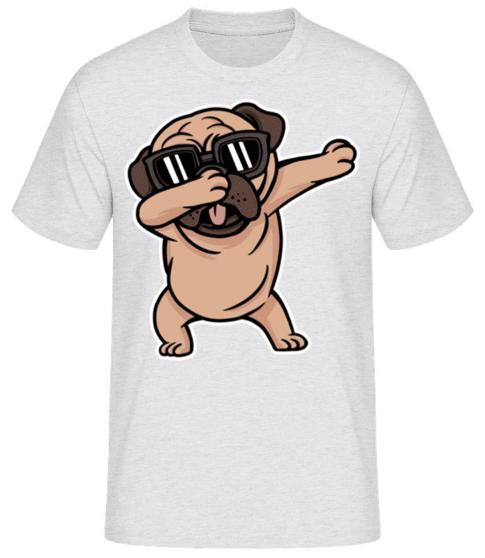 Náhled: Pug Dabbing - Pánské basic tričko - Melírově šedá - Napřed