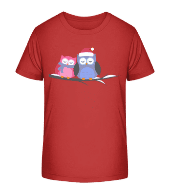 Christmas Owls - Kid's Organic T-Shirt Stanley Stella 2.0 - Red - Front