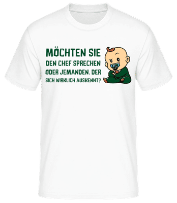Chef Oder Der Sich Auskennt - Männer Basic T-Shirt - Weiß - Vorne