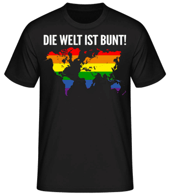 LGBTQ Die Welt Ist Bunt - Männer Basic T-Shirt - Schwarz - Vorne