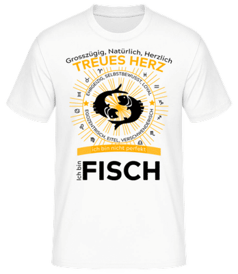 Sternzeichen Fische Orange - Männer Basic T-Shirt - Weiß - Vorne