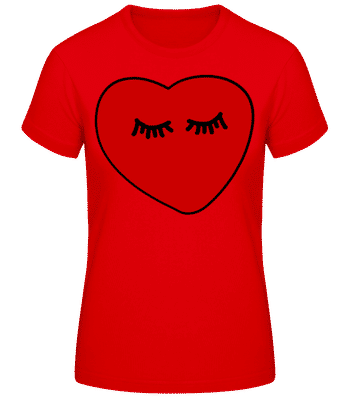 Heart Eyelashes - Women's Basic T-Shirt - Red - Front