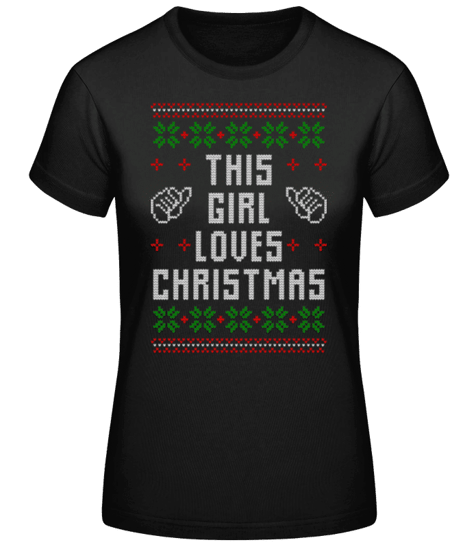 Náhľad: This Girl Loves Christmas - Dámske basic tričko - Čierna - Predné