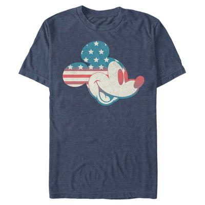 Disney - Mickey Mouse - Mickey Americana Flag Fill - Homme T-shirt - Bleu marine chiné - Devant