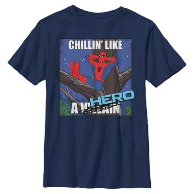 Marvel - Spider-Man - Spider-Man Chillin Hero - Kids T-Shirt - Navy - Front