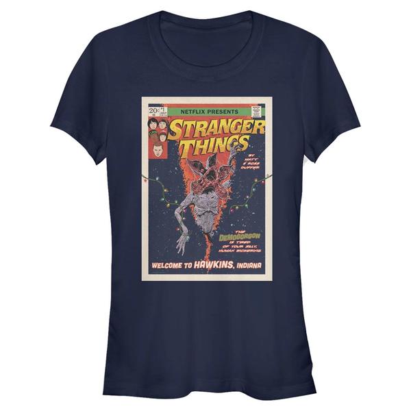 Preview: Netflix - Stranger Things - Demogorgon Comic Cover - Women's T-Shirt - Navy - Front