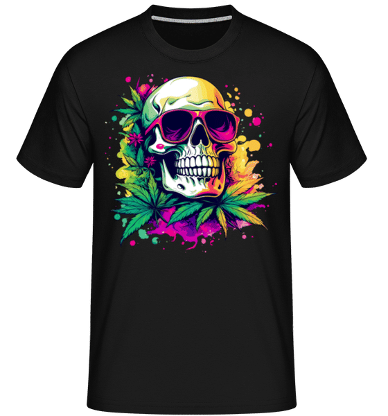 Aperçu: Crâne De Cannabis -  T-Shirt Shirtinator homme - Noir - Devant