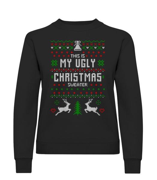 Aperçu: This Is My Ugly Christmas Sweater - Sweatshirt Femme - Noir - Devant