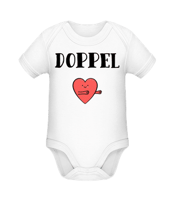Doppel - Baby Bio Strampler - Weiß - Vorne
