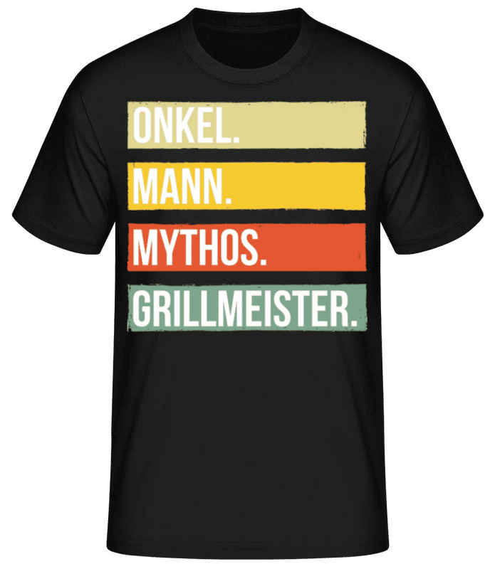 Vorschau: Onkel Mann Mythos Grillmeister - Männer Basic T-Shirt - Schwarz - Vorne