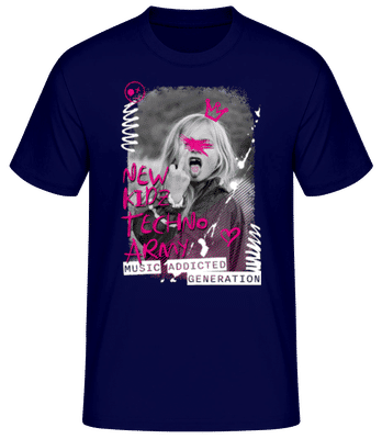 New Kidz Techno Army - Men's Basic T-Shirt - Navy - Front