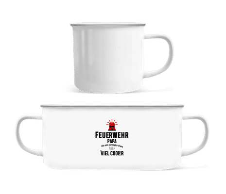 Cooler Feuerwehr Papa - Emaille-Tasse - Weiß - Vorne