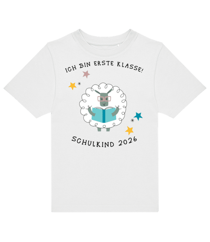 Vorschau: Schulkind 2026 Schaf - Kinder T-Shirt B&C - Weiß - Vorne