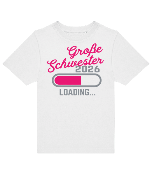 Vorschau: Große Schwester 2026 Ladebalken - Kinder T-Shirt B&C - Weiß - Vorne