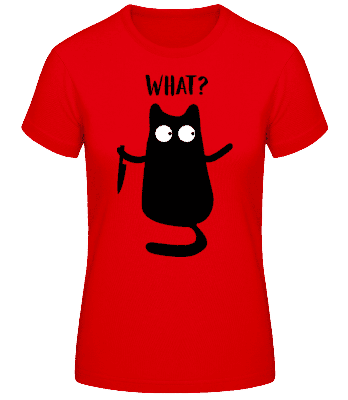 Preview: What Cat Comic - Women's Basic T-Shirt - Red - Front