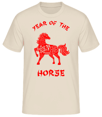 Chinese Zodiac Year Of The Horse - Men's Basic T-Shirt - Cream - Front