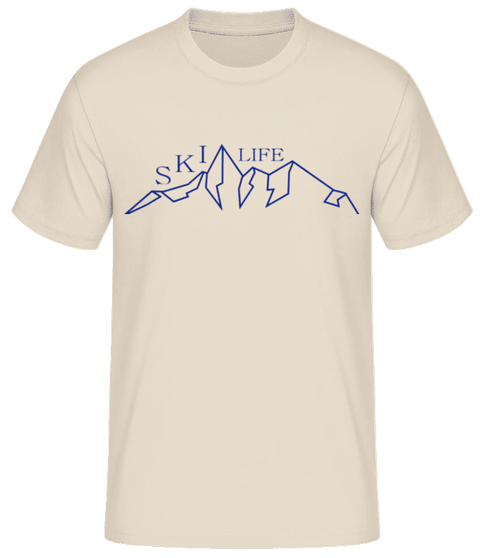 Vista previa: Ski Life Mountains - Camiseta básica para hombre - Crema - delante