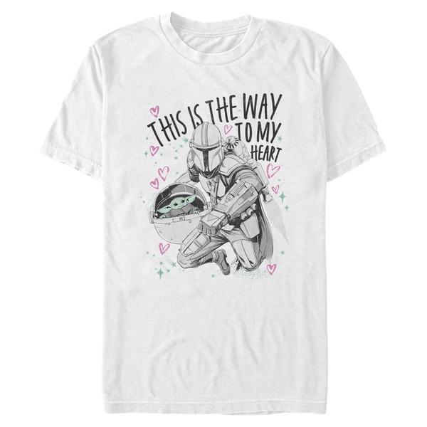 Vorschau: Star Wars - The Mandalorian - Mandalorian & the Child Way to My Heart - Valentinstag - Männer T-Shirt - Weiß - Vorne