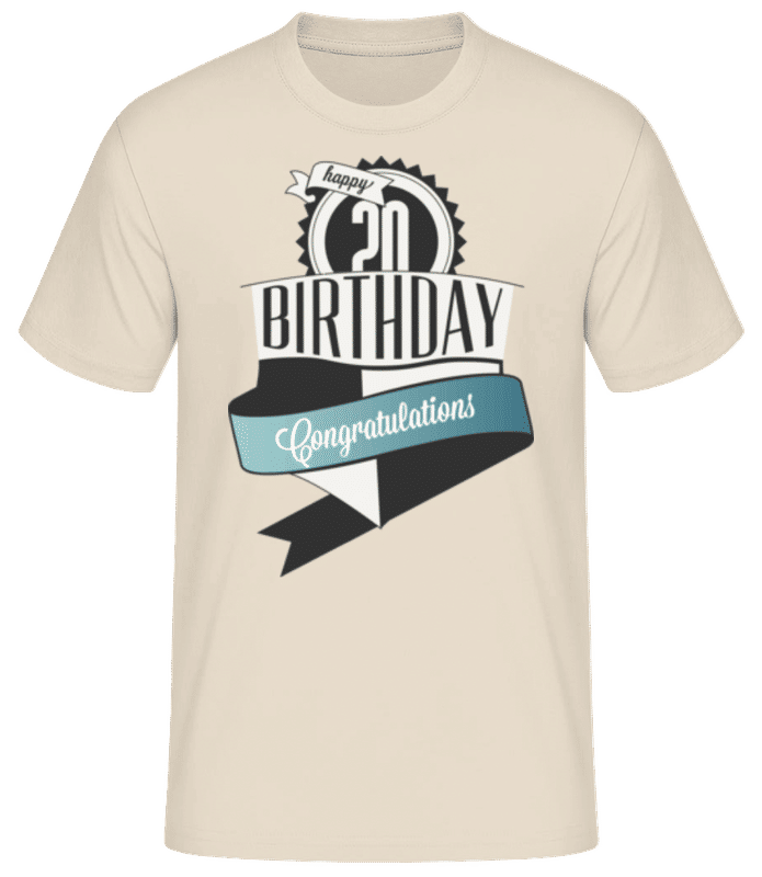 Vorschau: 20 Birthday Congrats - Männer Basic T-Shirt - Creme - Vorne