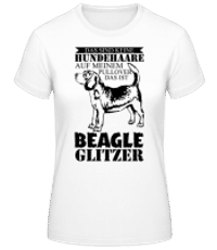 Hundehaare Beagle Glitzer - Frauen Basic T-Shirt - Weiß - Vorne