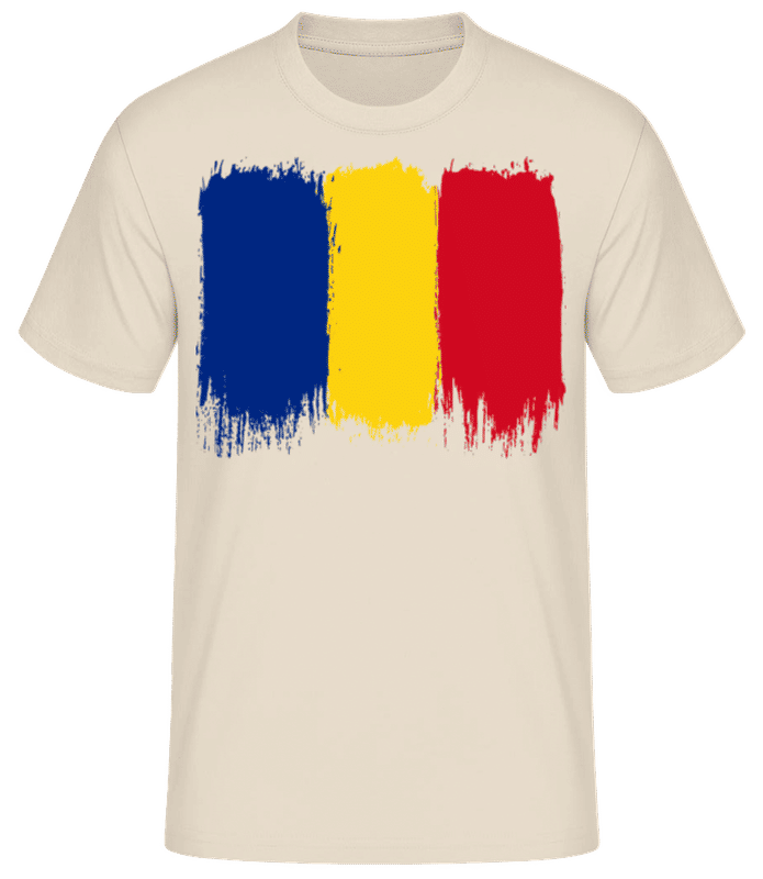 Vorschau: Länder Flagge Rumänien - Männer Basic T-Shirt - Creme - Vorne