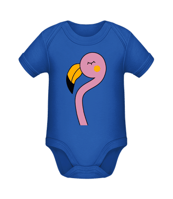 Putziger Flamingo - Baby Bio Strampler - Royalblau - Vorne